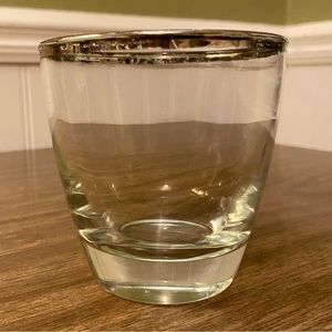 Vintage MCM Libbey Silver Rimmed Double Rocks Glass